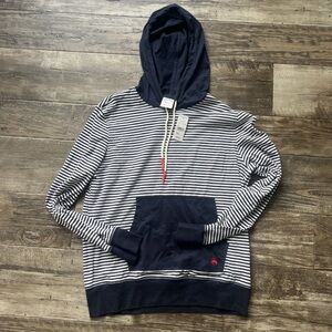 Brooks Brothers Hoodie Mens Small Navy Knit Sweater Sweatshirt Hooded Pullover